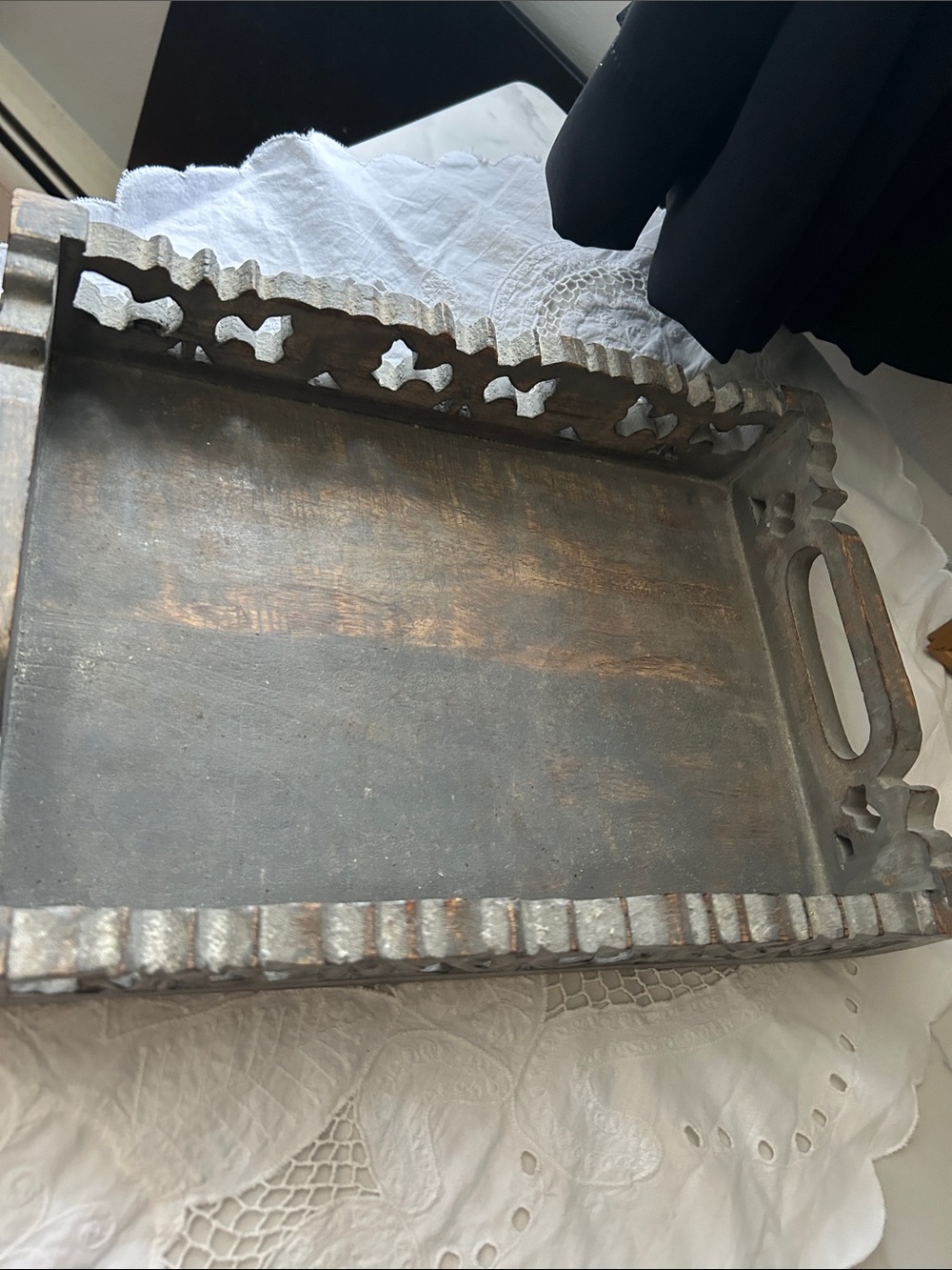Rustic Gray Wooden Decorative Tray - Picture 3 of 8